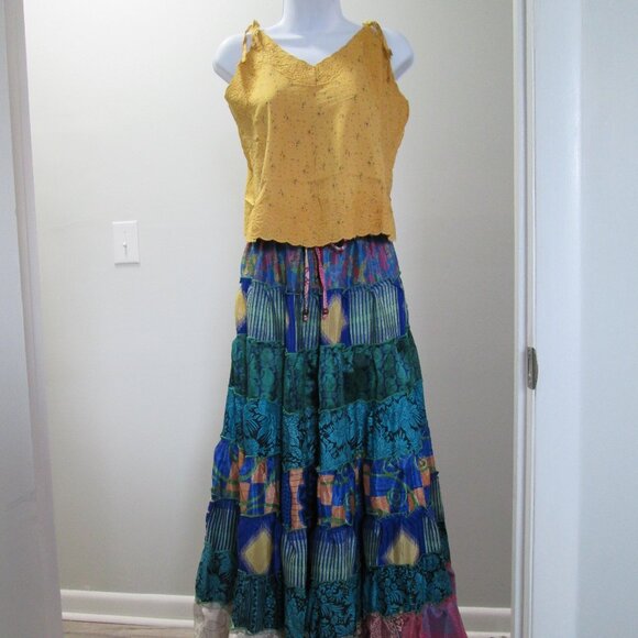 Wevez 7 Layer Tribal Skirt w/Easel Voile Cami Top Sz M NWT - Picture 2 of 14